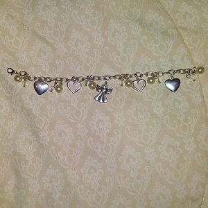 Silver toned angel charm bracelet